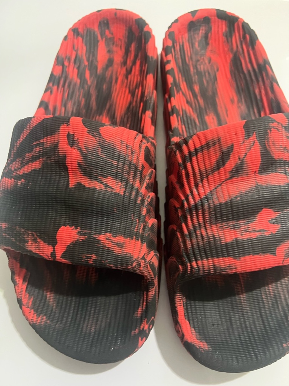 adidas Red and Black Slide Sandals